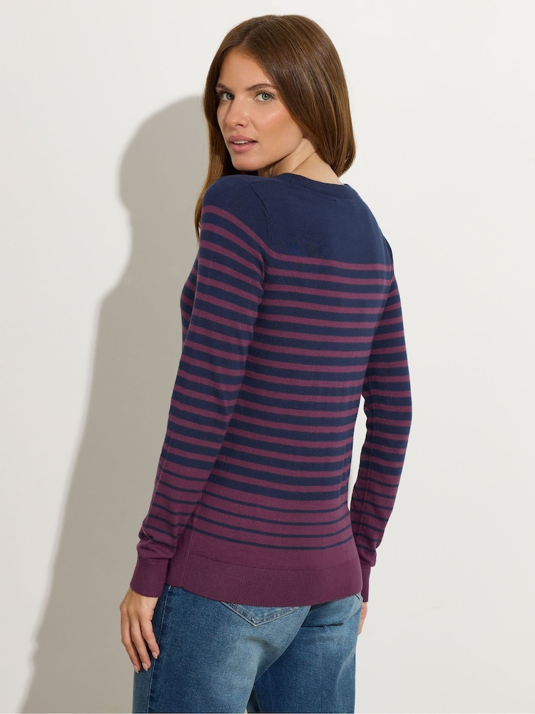 M&Co Blue Stripe Crew Neck Jumper - Image 2 of 5 M&Co Blue Stripe Crew Neck Jumper - Image 2 of 5