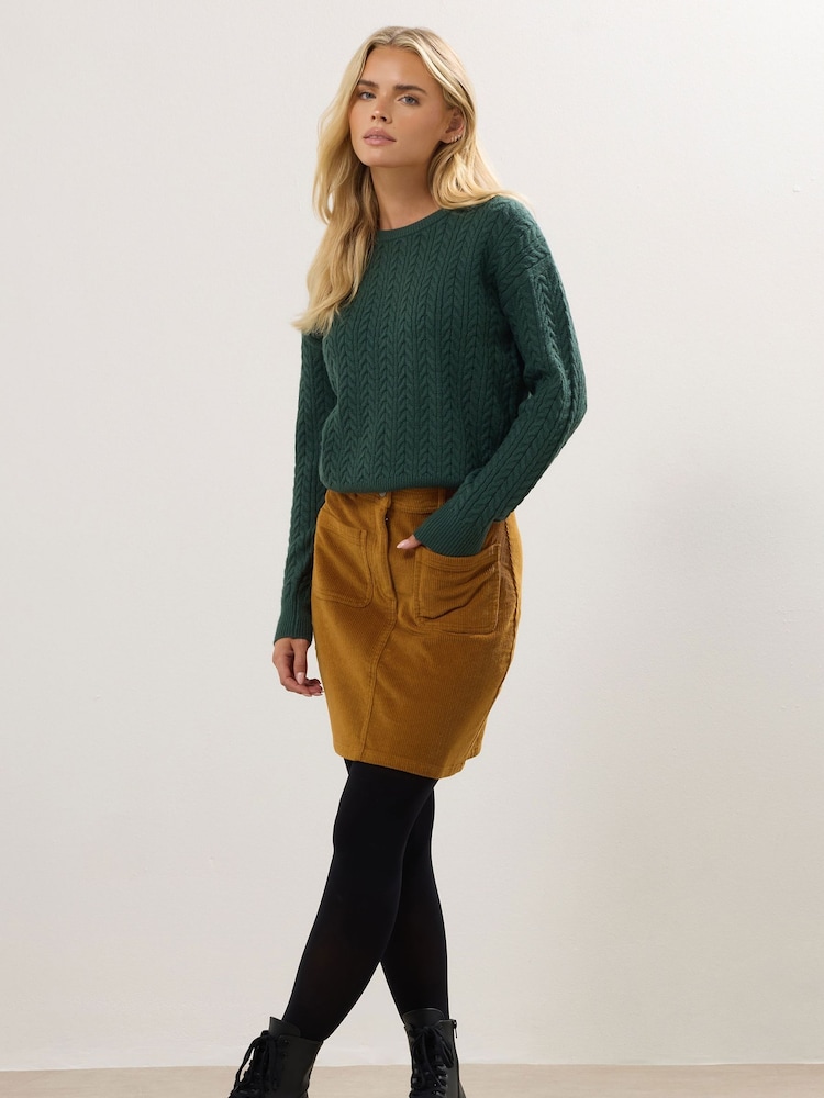M&Co Brown Petite Cord A-Line Skirt - Image 2 of 5 M&Co Brown Petite Cord A-Line Skirt - Image 2 of 5