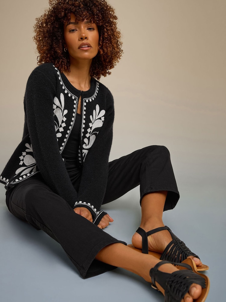 M&Co Black Cornelli Detail Cardigan - Image 2 of 4 M&Co Black Cornelli Detail Cardigan - Image 2 of 4