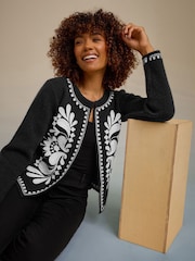 M&Co Black Cornelli Detail Cardigan - Image 3 of 4