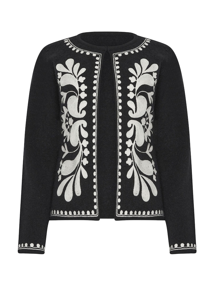 M&Co Black Cornelli Detail Cardigan - Image 4 of 4 M&Co Black Cornelli Detail Cardigan - Image 4 of 4