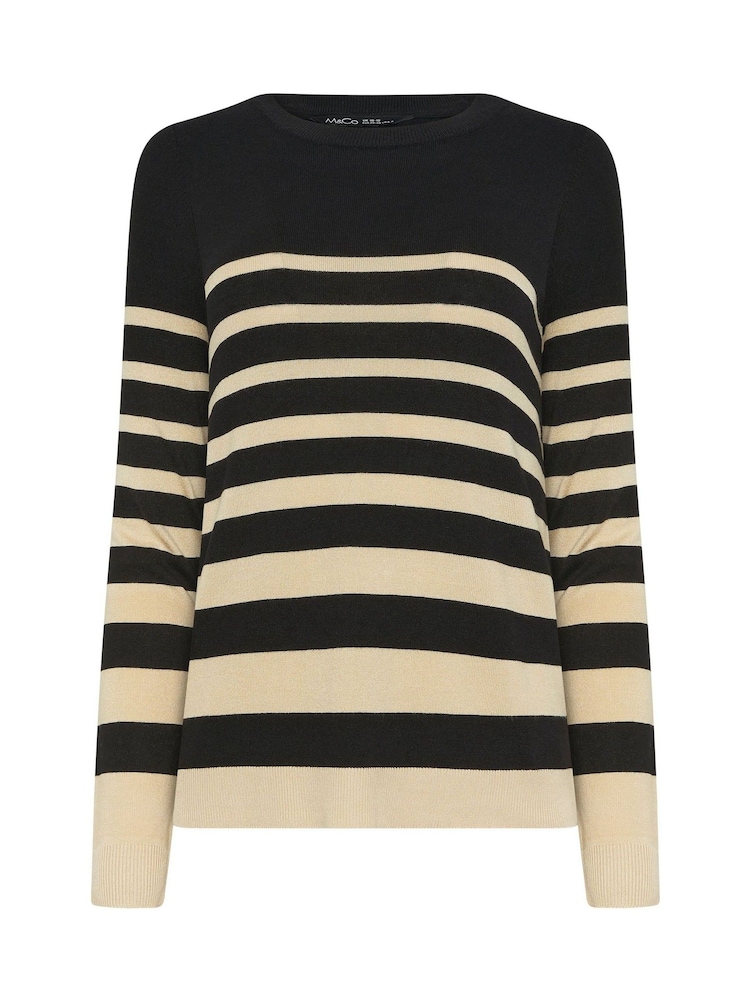 M&Co Natural Stripe Crew Neck Jumper - Image 5 of 5 M&Co Natural Stripe Crew Neck Jumper - Image 5 of 5