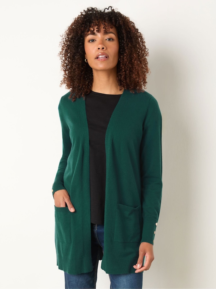 M&Co Green Button Detail Midi Length Cardigan - Image 1 of 5 M&Co Green Button Detail Midi Length Cardigan - Image 1 of 5