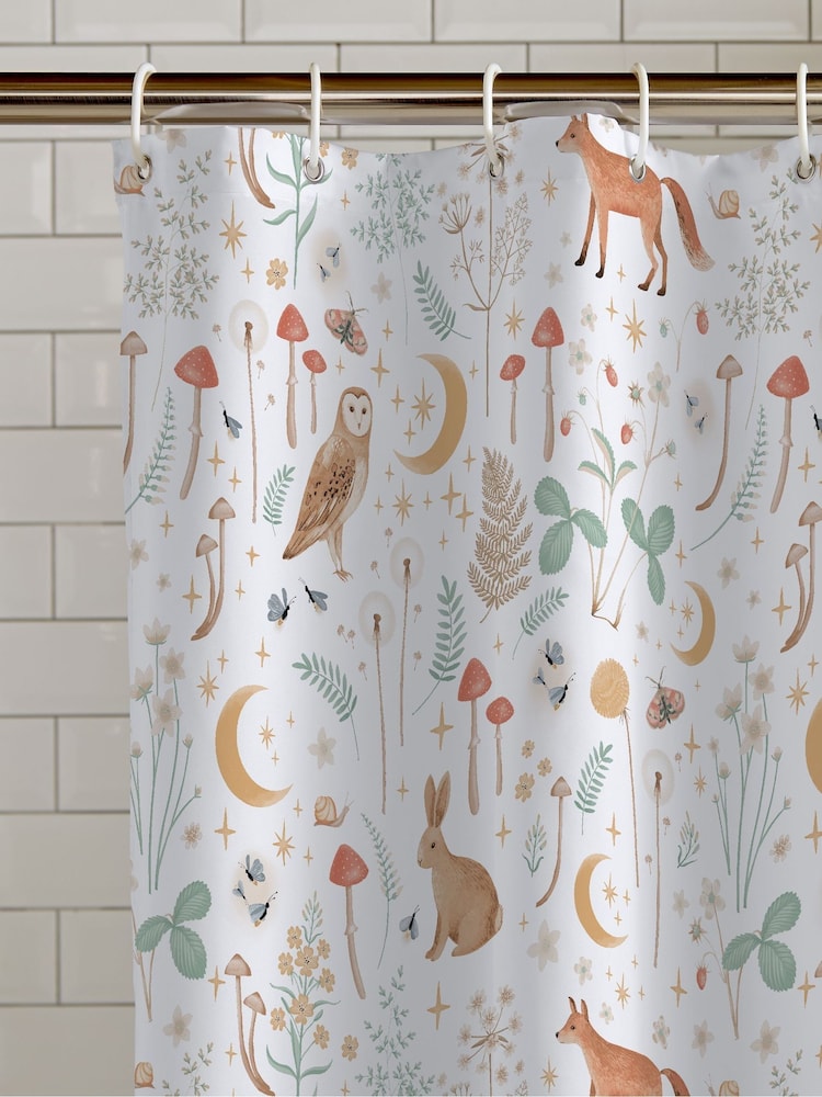 Catherine Lansfield White Enchanted Twilight Animal Shower Curtain - Image 2 of 2