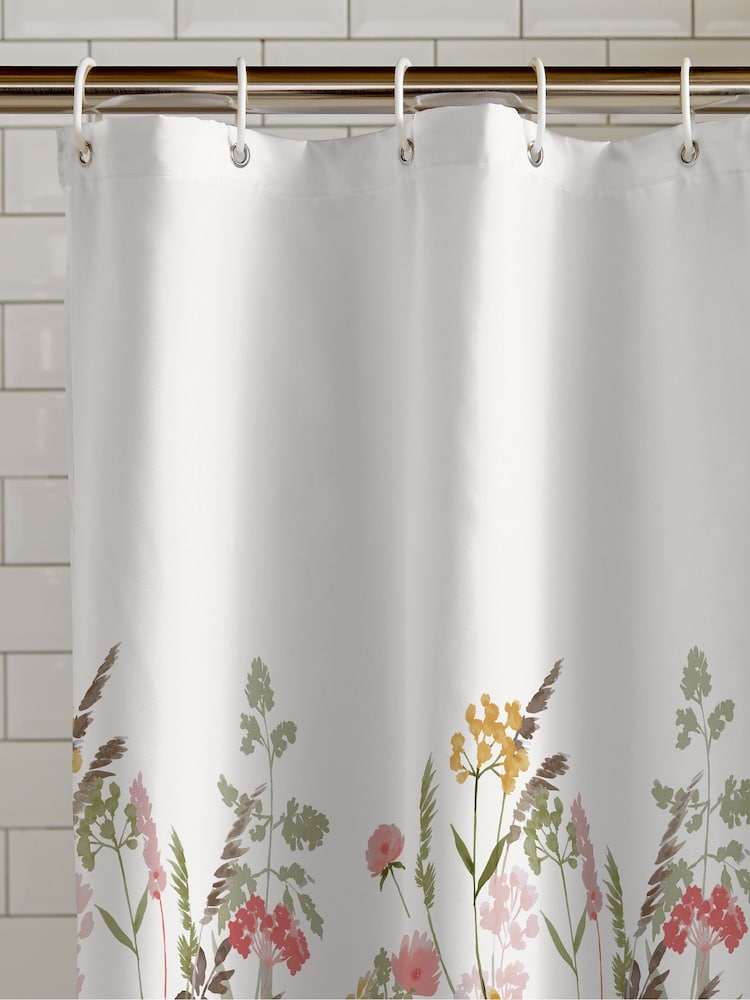 Catherine Lansfield Pink Countryside Floral Shower Curtain - Image 2 of 3 Catherine Lansfield Pink Countryside Floral Shower Curtain - Image 2 of 3