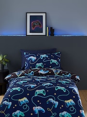 Catherine Lansfield Navy Christmas Gamer So Soft Reversible Duvet Cover Set - Image 2 of 4
