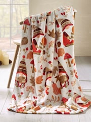 Catherine Lansfield Natural Woodland Gonks Cosy Fleece Blanket Throw - Image 1 of 2