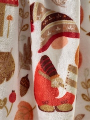 Catherine Lansfield Natural Woodland Gonks Cosy Fleece Blanket Throw - Image 2 of 2