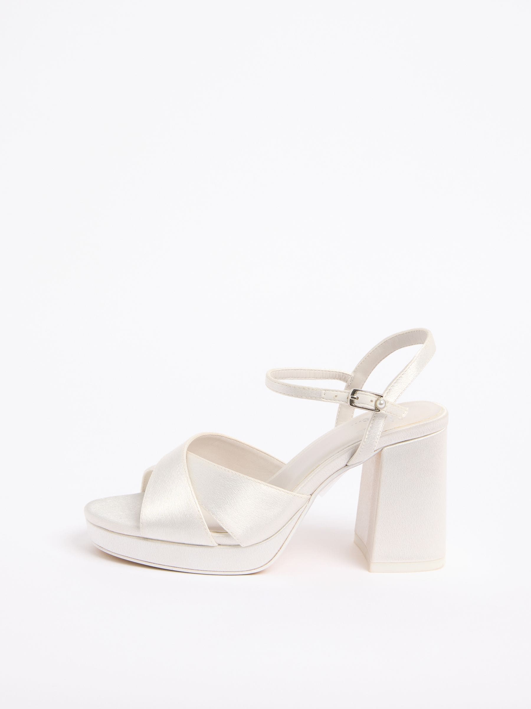 Buy Friends Like These White Bridal Satin Mid Block Heel Cross