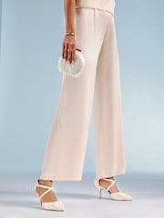 Friends Like These Cream Satin Twist Detail Cross Strap Mid Heel Bridal Court Shoe - Image 3 of 5