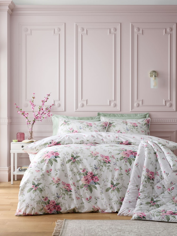 Bridgerton by Catherine Lansfield Natural Penelope Floral Reversible Duvet Cover Set - Image 1 of 6