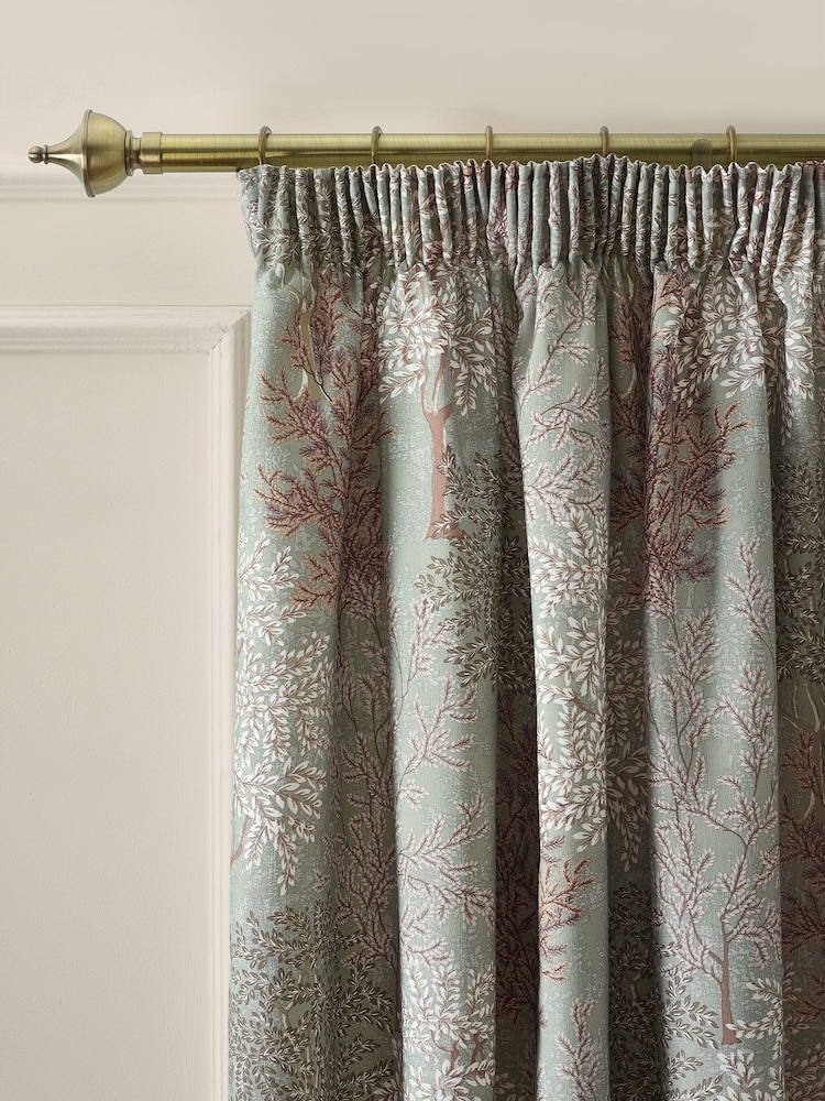 Catherine Lansfield Green Woodland Trees Lined Pencil Pleat Curtains - Image 1 of 4 Catherine Lansfield Green Woodland Trees Lined Pencil Pleat Curtains - Image 1 of 4
