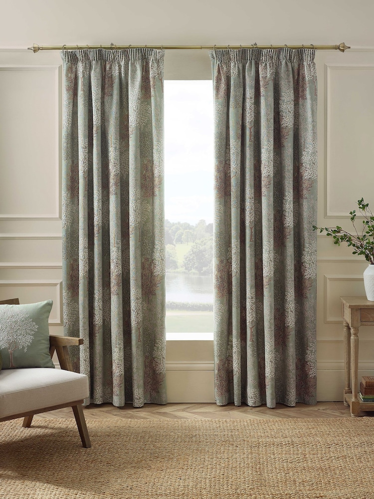 Catherine Lansfield Green Woodland Trees Lined Pencil Pleat Curtains - Image 2 of 4 Catherine Lansfield Green Woodland Trees Lined Pencil Pleat Curtains - Image 2 of 4