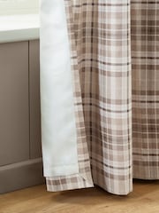 Catherine Lansfield Natural Cullen Thermal Check Brushed Eyelet Curtains - Image 3 of 4