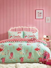 Catherine Lansfield Green Santas Howdy Christmas Reversible Duvet Cover Set - Image 1 of 5