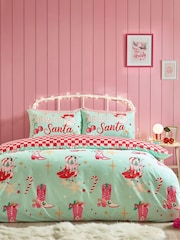 Catherine Lansfield Green Santas Howdy Christmas Reversible Duvet Cover Set - Image 2 of 5