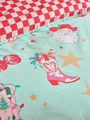 Catherine Lansfield Green Santas Howdy Christmas Reversible Duvet Cover Set - Image 5 of 5