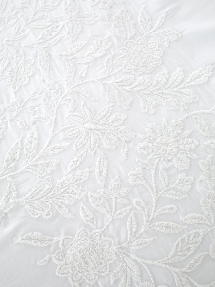 Bianca White Embroidery Floral Cotton Duvet Cover Set - Image 5 of 5 Bianca White Embroidery Floral Cotton Duvet Cover Set - Image 5 of 5