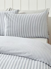 Catherine Lansfield Silver Grey Brushed Stripe Cotton Reversible Duvet Cover Set - Image 3 of 5