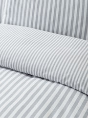 Catherine Lansfield Silver Grey Brushed Stripe Cotton Reversible Duvet Cover Set - Image 4 of 5