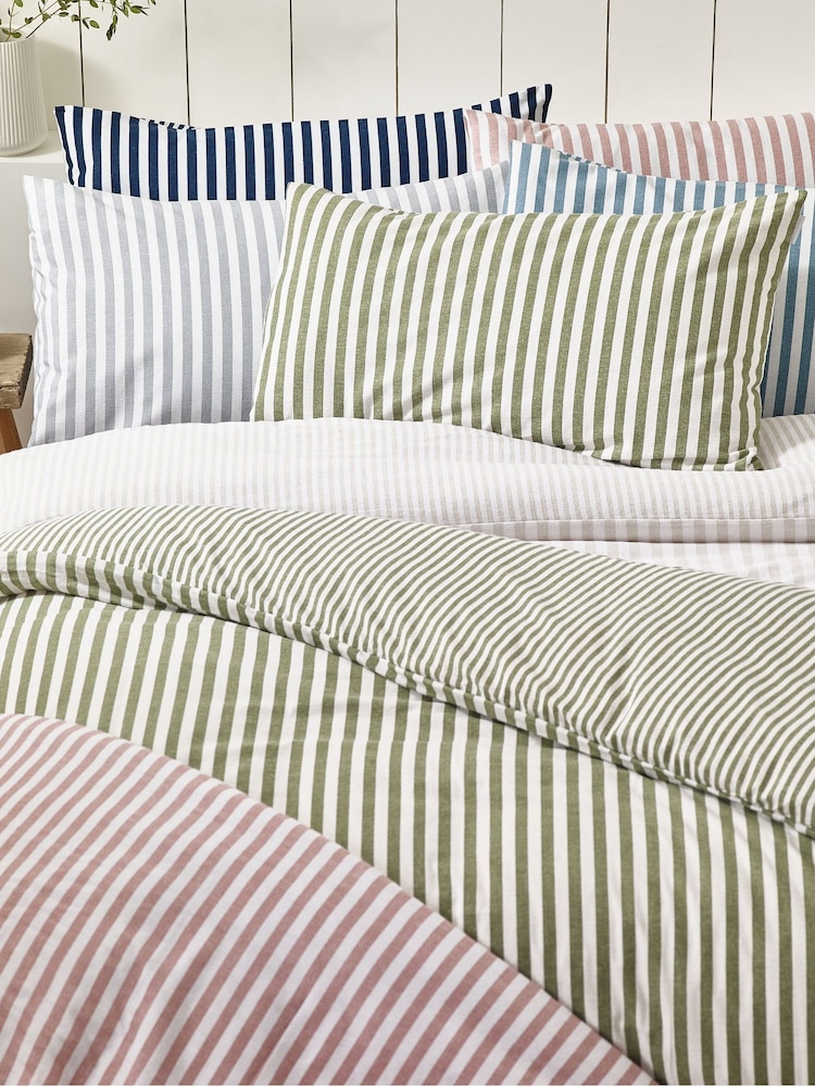 Catherine Lansfield Silver Grey Brushed Stripe Cotton Reversible Duvet Cover Set - Image 5 of 5