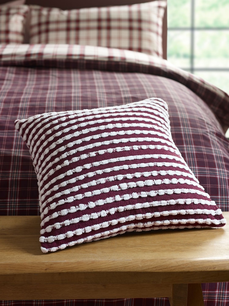 Catherine Lansfield Plum Stab Stitch Cushion - Image 1 of 4