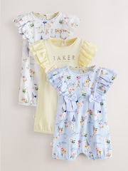 Baker by Ted Baker 3 Pack Frill Sleeve Rompers - Imaginea 1 din 10