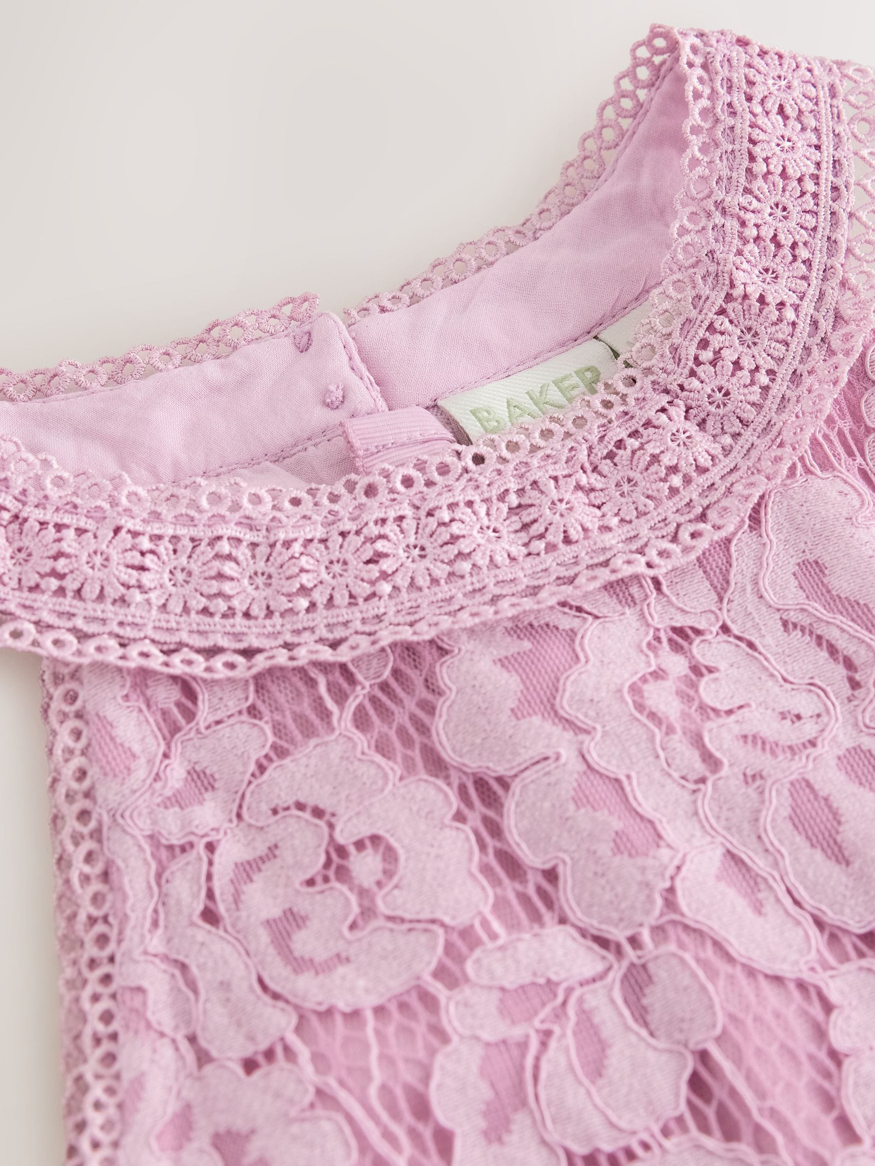 Buy Baker by Ted Baker Dusky Pink Lace Halter Drop Waist Dress