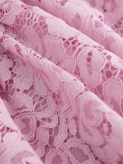 Baker by Ted Baker Dusky Pink Lace Halter Drop Waist Dress - Image 11 of 11