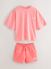 Baker by Ted Baker 2 Piece Oversized Tonal Graphic T-Shirt & Shorts Set - Imaginea 1 din 5