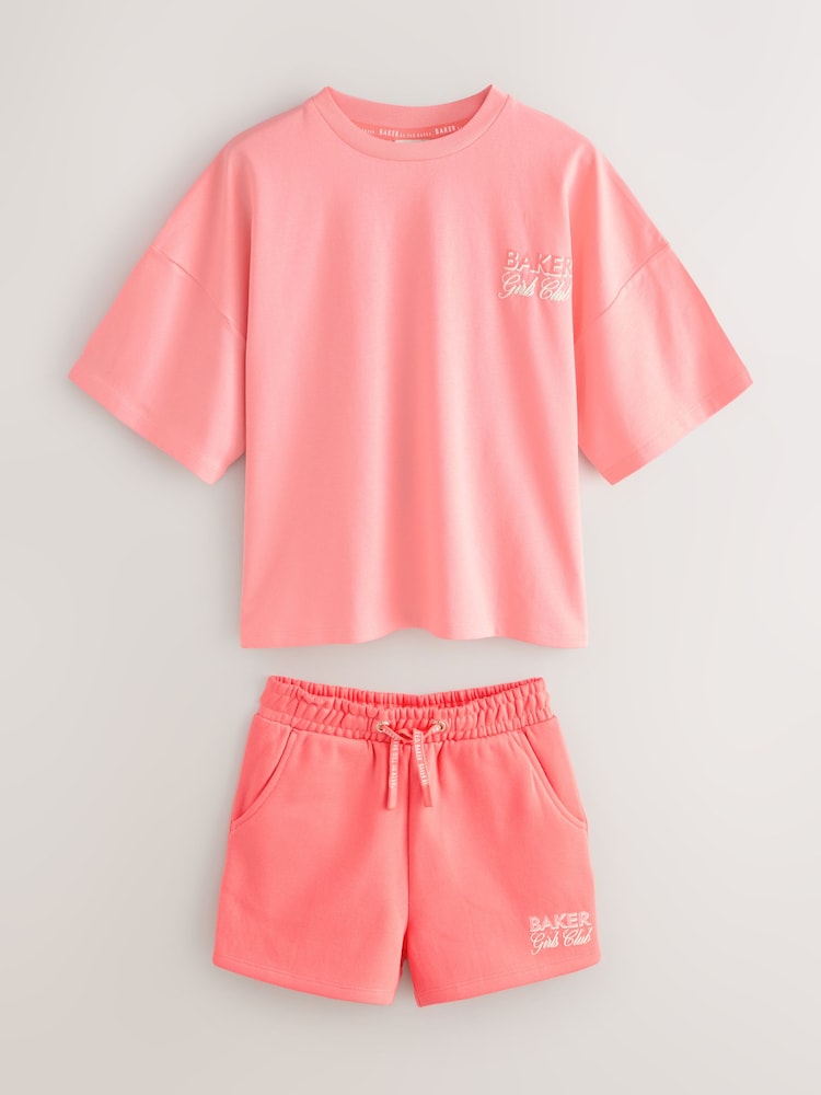 Baker by Ted Baker 2 Piece Oversized Tonal Graphic T-Shirt & Shorts Set - Imaginea 1 din 5