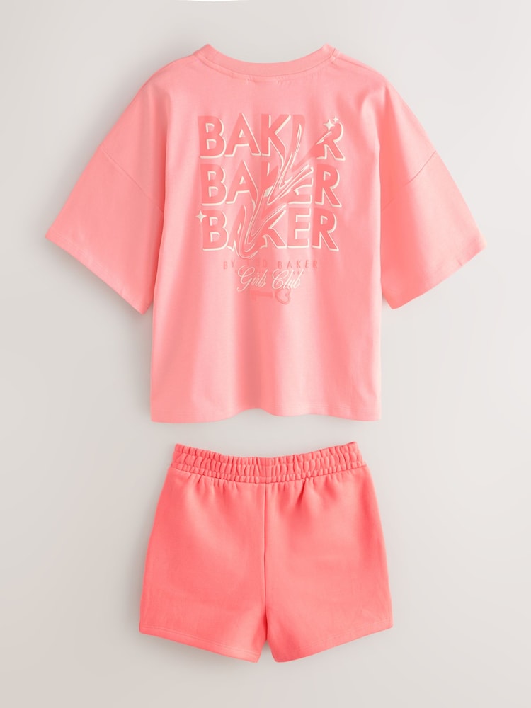 Baker by Ted Baker 2 Piece Oversized Tonal Graphic T-Shirt & Shorts Set - Imaginea 2 din 5