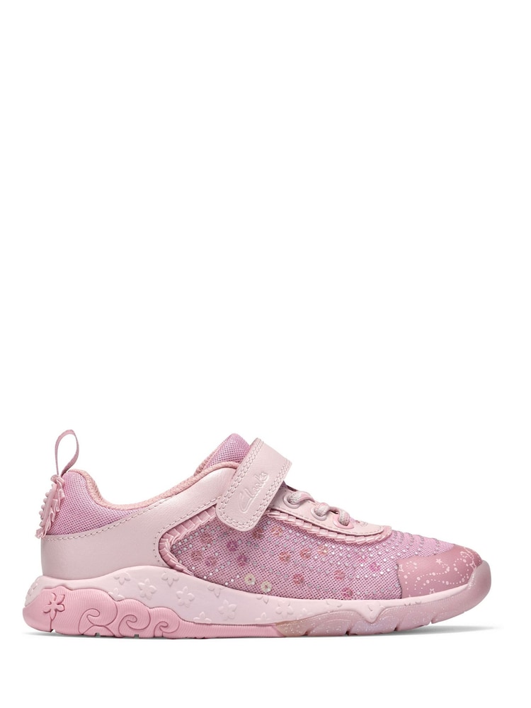 Clarks Pink Tidal Wish Kids Trainers - Image 1 of 7 Clarks Pink Tidal Wish Kids Trainers - Image 1 of 7