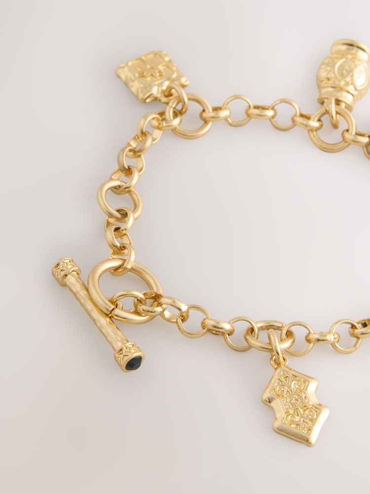 Gold Tone Chain Charm Bracelet - Image 5 of 5