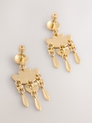 Gold Tone Disc Drop Earrings - Image 4 of 5