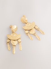 Gold Tone Disc Drop Earrings - Image 5 of 5