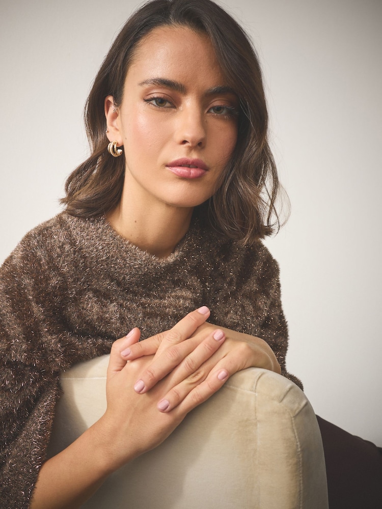 Gold Tone Triple Hoop Stud Earrings - Image 1 of 5