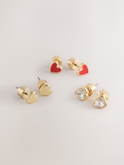 Red Heart Stud Earrings 3 Pack - Image 1 of 6