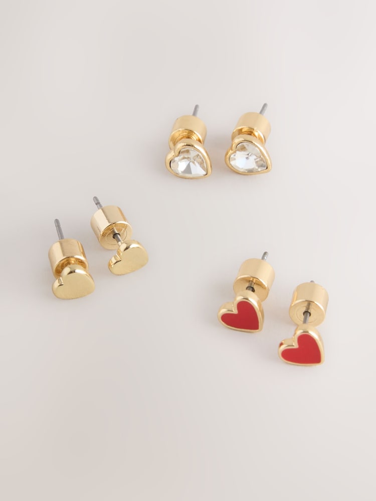 Red Heart Stud Earrings 3 Pack - Image 2 of 6