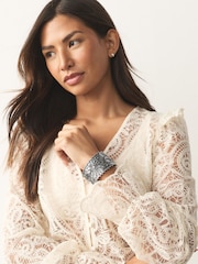 Burnished Silver Tone Cuff Bracelet - Image 1 of 6