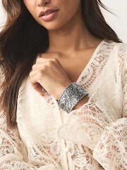 Burnished Silver Tone Cuff Bracelet - Image 2 of 6