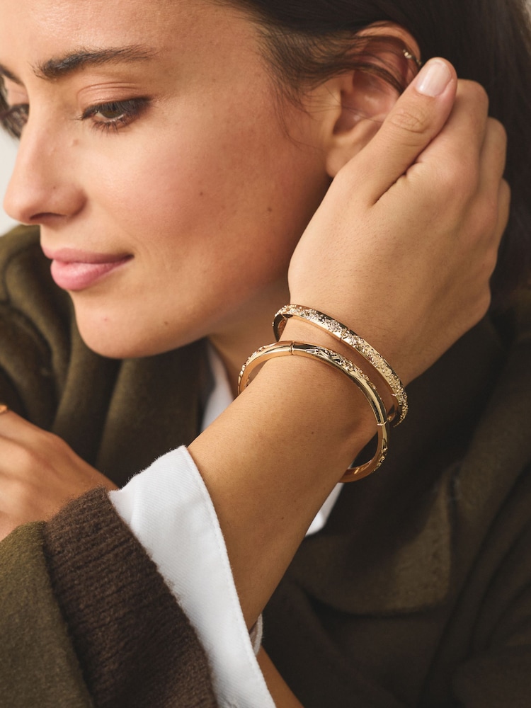 Gold Tone Stretch Bracelet 2 Pack - Image 1 of 6