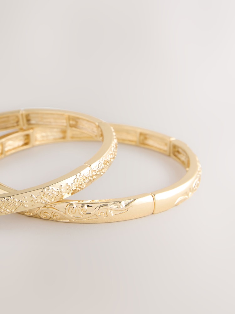 Gold Tone Stretch Bracelet 2 Pack - Image 6 of 6