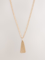 Χρυσαφί απόχρωση - 3 Κολιέ με κρεμαστό κόσμημα και φούντες σε στρώσεις - Εικόνα 3 του 5