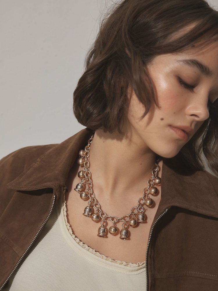 Ton de auriu - Chunky Bell Chain Necklace - Imaginea 2 din 5 Ton de auriu - Chunky Bell Chain Necklace - Imaginea 2 din 5