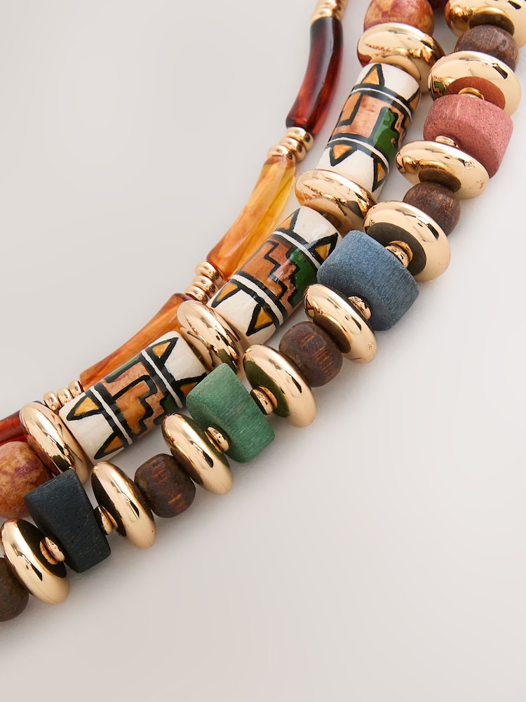 Gold Tone Layered Beaded Necklace - Image 4 of 4