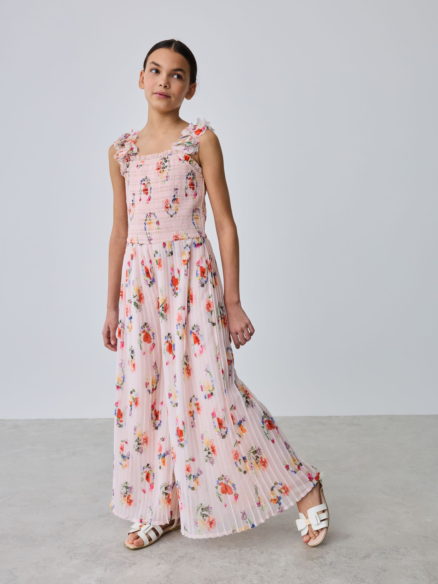 Buy Baker by Ted Baker 3D Floral Strappy Pleated Wide Leg Jumpsuit