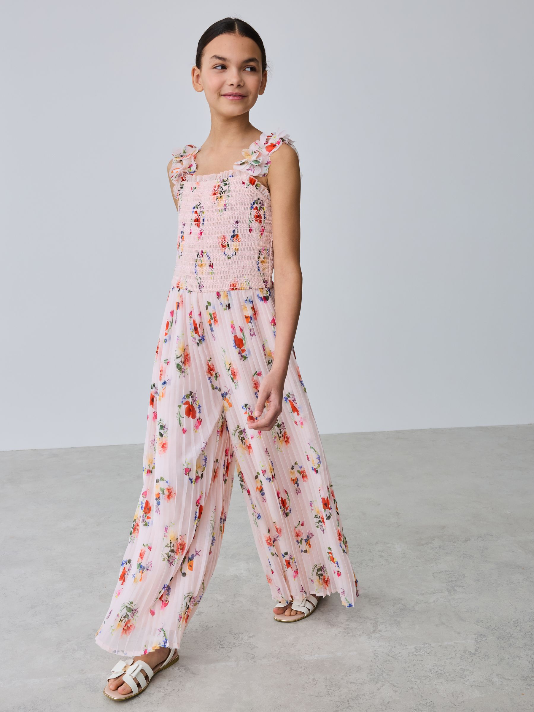 Buy Baker by Ted Baker 3D Floral Strappy Pleated Wide Leg Jumpsuit