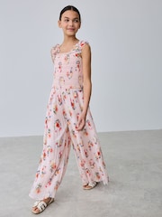 Baker by Ted Baker 3D Floral Strappy Pleated Wide Leg Jumpsuit - Image 3 of 9