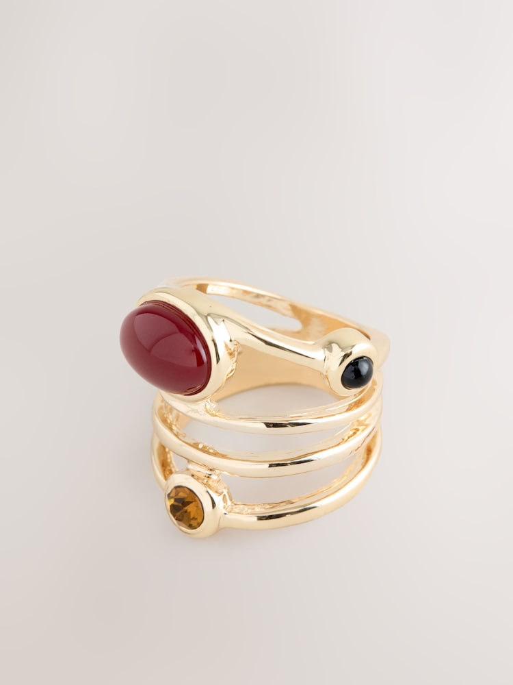 Gold Tone Resin Stone Scarf Ring - Image 1 of 3